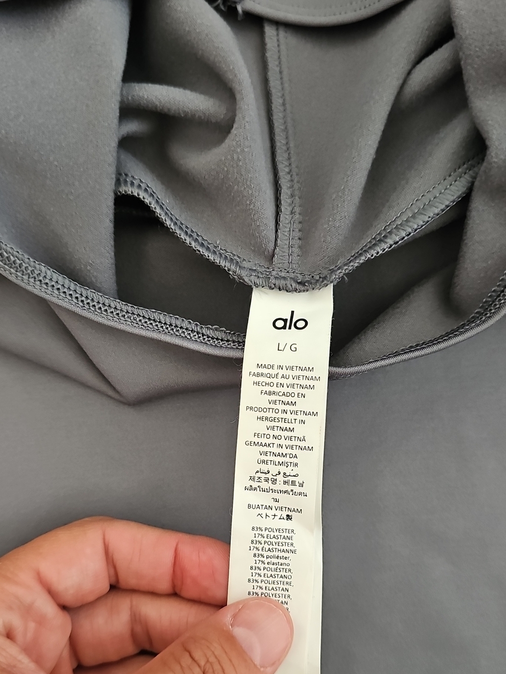 ALO Yoga Airlift Winter Warm Hooded Runner Steel Grey Size Large - Picture 3 of 6